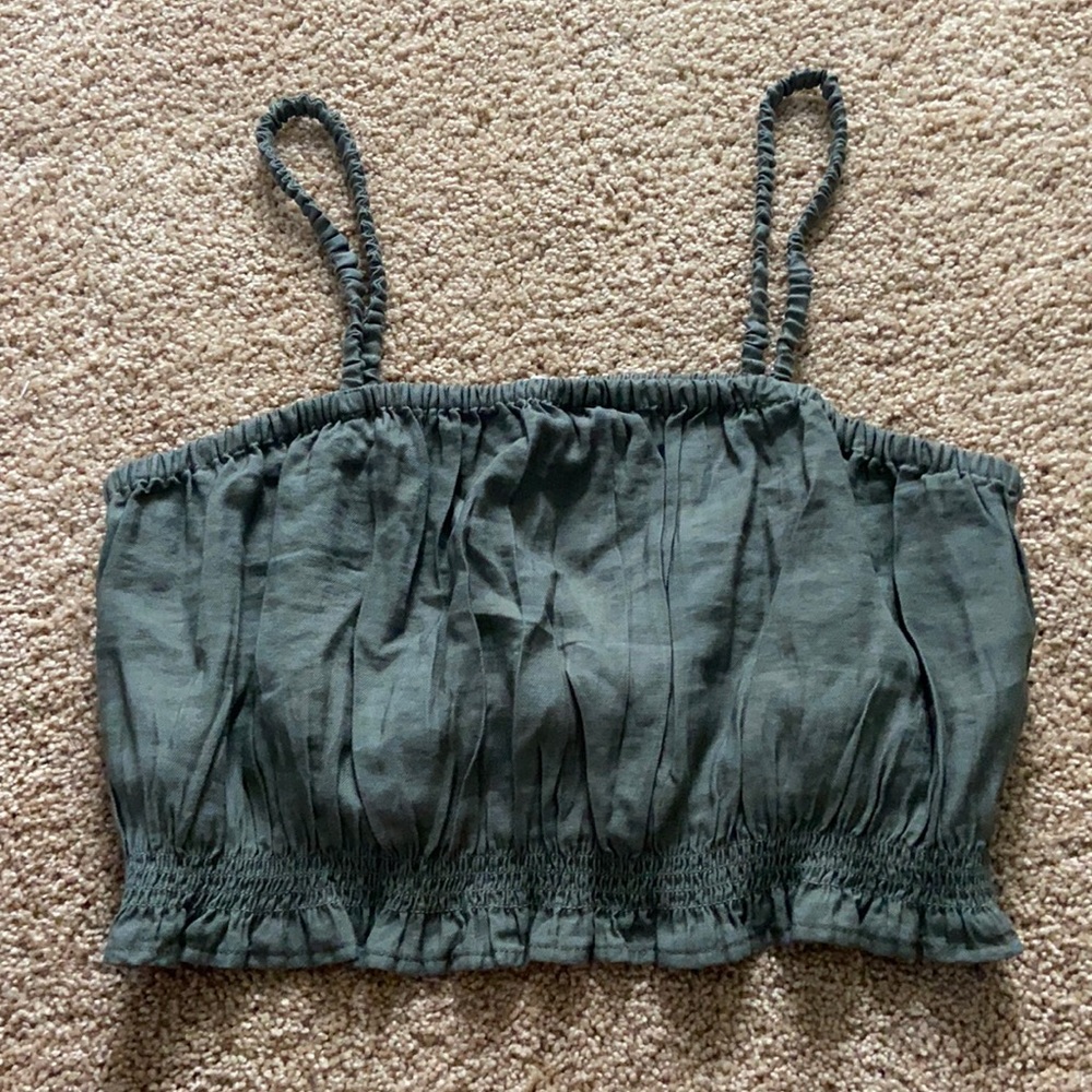 Army Green American Eagle Crop Top